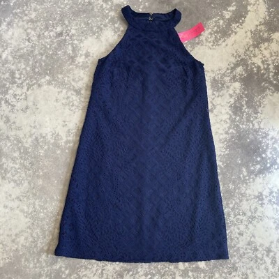 Vestido Lilly Pulitzer Para Mujer XS Azul Marino Rayanne Cambio Piña Geo Encaje Preppy Foto 1 de 4