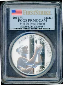 2011 W 9-11 NATIONAL MEDAL PCGS PR70DCAM Cert. 20859087 - Picture 1 of 2