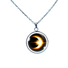 Solar Eclipse Necklace, Glass Cabochon Pendant Necklace