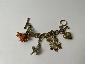 Juicy Couture Vintage Gold Tone Chunky Charm Bracelet W/ RARE Charms 2010 Leaf - Picture 1 of 20
