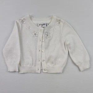 Girls Cardigan Size 0 White Button Flower Jewel Detail Jumper Origami - Picture 1 of 11