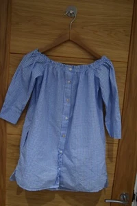 STELLA GINGHAM CHECK BARDOT MANGA 3/4 TOP TALLA UK 10 R8 - Imagen 1 de 5