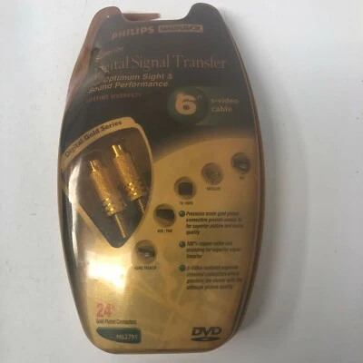 New Phillips S-Video Cable M62791 24K Gold Plated Connectors 6 Foot Long - Image 1 of 2
