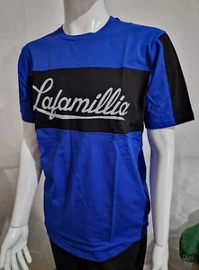 LAFAMILLIA BLAU/SCHWARZ HERREN T-SHIRT GROSSES MODELL 9 BAUMWOLLE - ESSEX DESIGNERMARKE - Bild 1 von 7