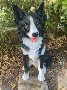 Border Collie Sitting Statue Working Sheepdog Ornament Memorial Home Decor 45 CM - Bild 1 von 7