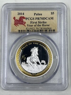 2014 Palau $5 PCGS PR70DCAM First Strike Year of the Horse - Image 1 of 4