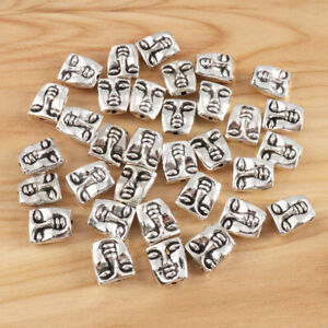 20 Antique Silver Buddha Head Spacer Beads Charms for Necklace Bracelet Making