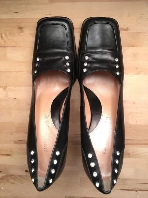  Черные кожаные туфли винтажные чрезвычайно редкая женщин насосы с заклепками Kenneth Cole 6 - Изображение 1 из 4