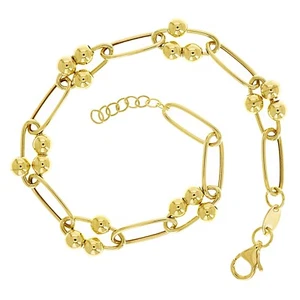Italienisches 14k Gelbgold bewegliche Kugel Perlen Bettelarmband 7,5" 8mm 4,8 Gramm - Bild 1 von 4