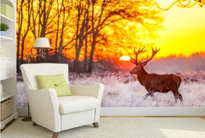 3D Dusk Forest Deer 37 Wall Paper Murals Wall Print Wall Wallpaper Mural AU Kyra - Picture 1 of 7