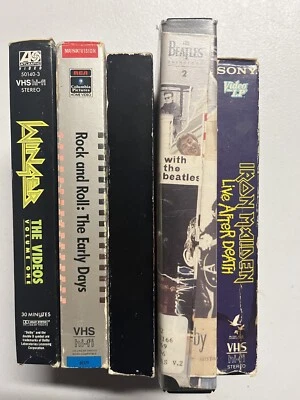 5 LOT VHS METAL Rock N’ Roll Iron Maiden Live WINGER ROLLING STONES Beatles - Image 1 of 4