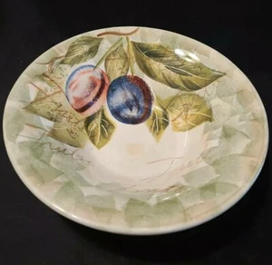 Tabletops Unlimited Mixed Fruits Hand Painted Bowl- Plums (approx 9") - Picture 1 of 5