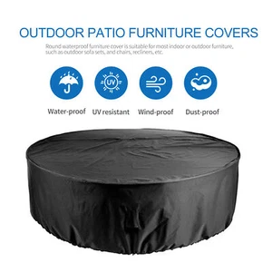 Round Patio Table Cover Oxford Cloth Outdoor Furniture Covers Waterproof C2F7 - Picture 1 of 8