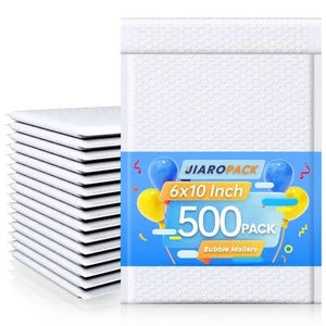 Poly Bubble Mailers Mailing Padded Envelopes Bubble Bags #0 6x10" 500Pcs White - Picture 1 of 7