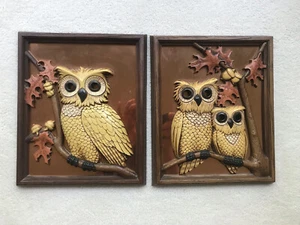 VINTAGE RETRO 70'S COPPERCRAFT GUILD EULE 3D BILD - 2er SET - Bild 1 von 7