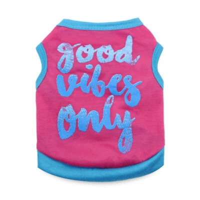 Cute Pet Dog Clothes T Shirt Print Small Cat Puppy Vest Apparel Wholesale XS-XL↔ - Image 1 of 4