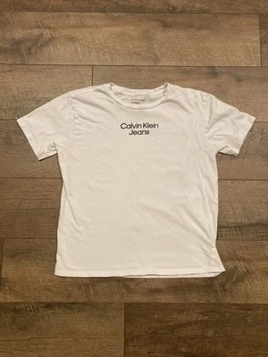 calvin klein jeans camiseta blanca logo negro niños m 10-12 Foto 1 de 4