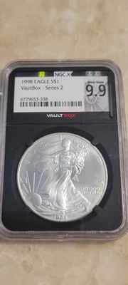 American Silver Eagle 1998 NGC X MS 9,9 caja de bóveda serie 2 Foto 1 de 4
