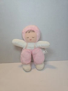 Baby Club Schlaf Baby Puppe weiß rosa Plüsch Stofftier Rassel Frottee Vintage - Bild 1 von 6