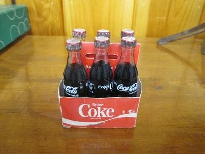 Винтажные мини-стеклянные бутылки и держатель для бумаги Coca Cola Coke упаковка 6 шт. 3 дюйма - Изображение 1 из 4