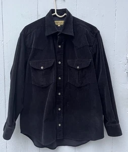 Quality Paul Stuart Italy Corduroy Shirt Mens Medium Black Button Up Long Sleeve - Picture 1 of 4