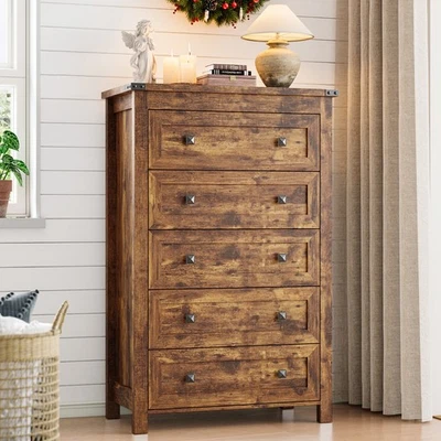 Tall 5-Drawer Dresser, Modern Wooden Storage Chest of Drawers for Bedroom - Image 1 of 4