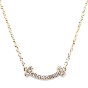 TIFFANY & Co. 62617683 T Smile Mini 18K Oro Amarillo Collar Diamante /294073 - Imagen 1 de 8
