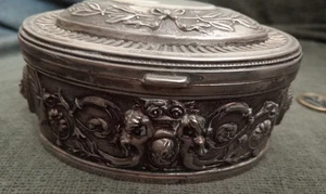 Vintage Ornate Jewelry Box with Velvet Interior – Cherub Relief – 1960s European - Picture 1 of 5