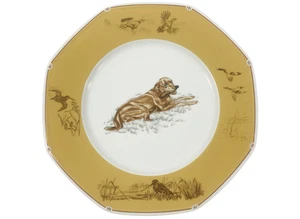 Hermes Chasse Chiens Courants gelb Labrador Hund Speiseteller 25 cm - Bild 1 von 6