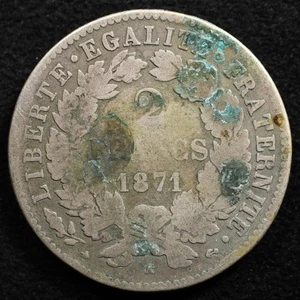 Frankreich 2 Francs 1871A, Münze, Silber, Inv#G297 - Bild 1 von 2