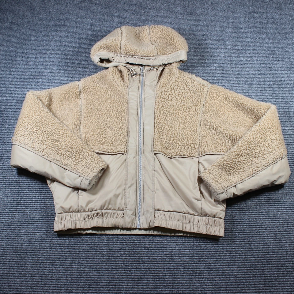 Chaqueta acolchada con capucha Lululemon Sherpa talla 8 beige crema abrigo polar de peluche Foto 1 de 4