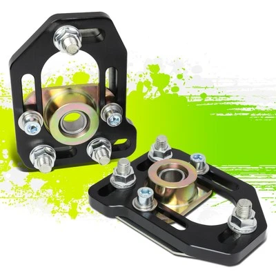 FOR 79-89 FORD MUSTANG FRONT 2PCS ALUMINUM ADJUSTABLE CAMBER/CASTER PLATES BLACK - Image 1 of 4
