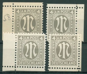Bizone 1945 AM-POST Amerikanischer Druck 2 z Ecke 1/4 Papier z postfrisch - Picture 1 of 1