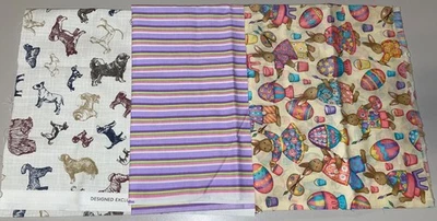ЛОТ 3 ОСТАТКИ ХЛОПЧАТОБУМАЖНОЙ ТКАНИ СОБАКИ 12 «КРОЛИКИ 12» ФИОЛЕТОВАЯ ПОЛОСА 20» РУКОДЕЛИЕ ЛОСКУТНОЕ ОДЕЯЛО - Изображение 1 из 4