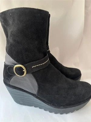 Fly London "Yome" Botines de Gamuza Negros para Mujer Talla 9M Foto 1 de 4