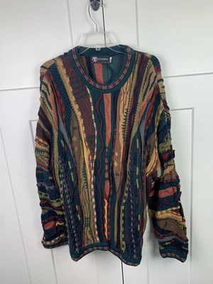 Vintage Tundra Abstract 3D Knit Multicolor Grandpa Cosby Biggie Sweater 2XL Tall - Image 1 of 4