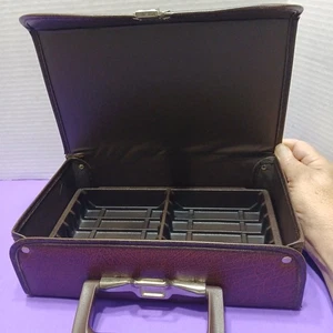 Vintage Cassette Carrying Case Holds 12 Tapes, Brown, USA, Faux Leather - Picture 1 of 12