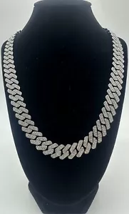 Icey 22” VVS Moissanite CZ Stone 15mm Miami Cuban Link Men’s Chain Necklace - Picture 1 of 5