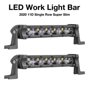 2x 7" 12D Single Row LED Work Light Bar Slim Spot Pods Off Road Driving 4WD UTV - Picture 1 of 13