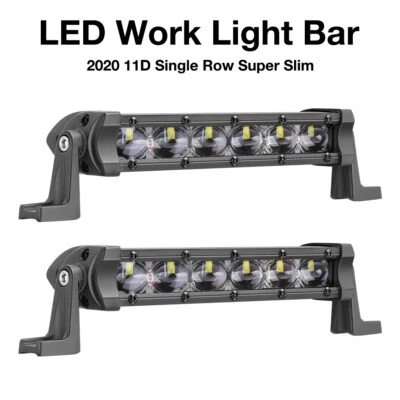 2x 7" 12D Single Row LED Work Light Bar Ultra Slim Spot Off Road Driving 4WD UTV - Image 1 of 4