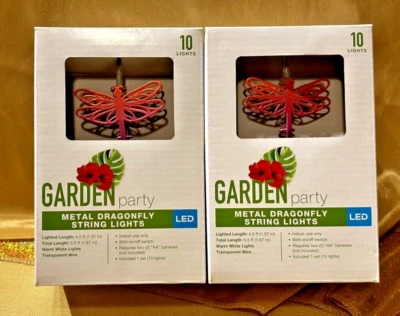 Cadena de luces LED de mariposa de metal batería 10 luces jardín fiesta (lote de 2) Foto 1 de 4