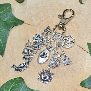 Spiral Goddess Wiccan Bag Charm - Pagan Gift, Wicca, Witch, Cauldron, Broom - Picture 1 of 3