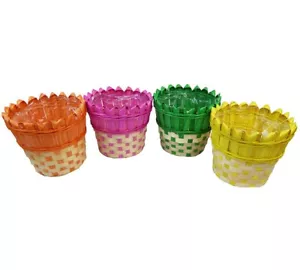 Cesto Listelle Color D 18 H 15 Decorazioni Primavera Pasqua - Foto 1 di 5