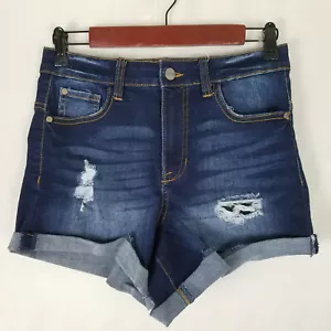 Kendall + Kylie Denim Shorts Juniors 5 Blue High Rise Icon Distressed Dark Wash - Picture 1 of 17