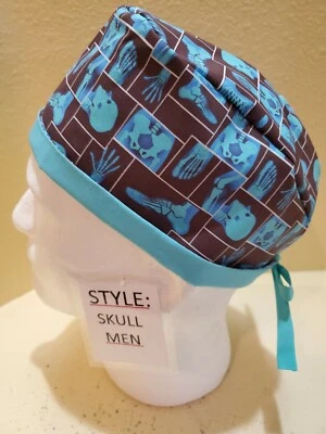 X-Rays (blue) Radiology Men's Skull/Chemo Surgical Scrub Hat/Cap Handmade - Image 1 of 4
