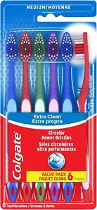 Cepillo De Dientes Limpio Medio Ergonómico Para Adultos Paquete De 6 Unidades - Picture 1 of 7