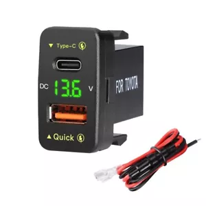 Cargador de coche USB C 12V QC 3.0 tipo C PD carga rápida enchufe voltímetro para Toyota - Imagen 1 de 18