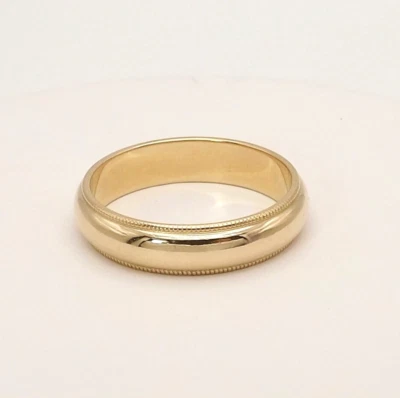 14k Gold Wedding Band Milgrain Edge Unisex sz9 5mm - Image 1 of 4