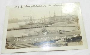 Vintage RPPC Real Photo Postcard - Submarines at Boston Navy Yard - Picture 1 of 4