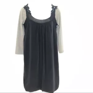 Abito casual Vanessa Bruno tg 6 8 nero grigio look a strati maglia pizzo manica lunga - Foto 1 di 8
